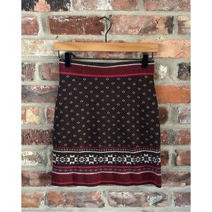 Krimson Klover 100% Merino Wool Printed Knit Skirt, XS